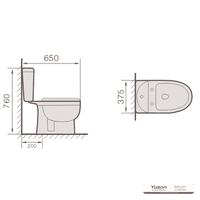 YS22207S 2-dijelni keramički WC, WC školjka sa S-sifonom;