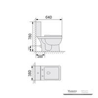 YS22212P 2-dijelni keramički WC, blisko spojen WC s P-sifonom;