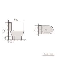 YS22215P 2-dijelni keramički WC, blisko spojen WC s P-sifonom;