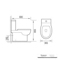 YS22275 2-dijelni keramički WC bez ruba, WC s P-sifonom;