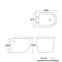YS22288H Viseći keramički WC, Zidni WC, ispiranje;