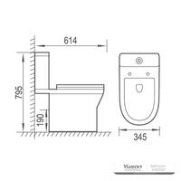 YS22295 2-dijelni keramički WC bez ruba, WC s P-sifonom;