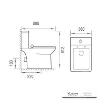 YS22296 2-dijelni keramički WC bez ruba, WC s P-sifonom;