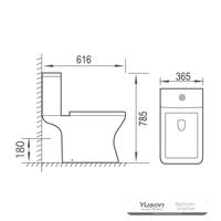 YS22297 2-dijelni keramički WC bez ruba, WC s P-sifonom;
