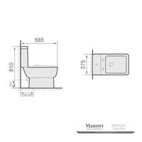 YS22305P2 2-dijelni keramički WC, WC s P-sifonom;
