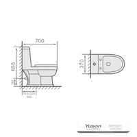 YS24106 Jednodijelni keramički WC, P-sifon, ispiranje;