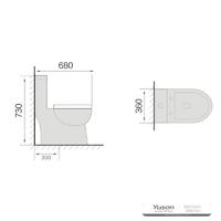YS24219 Jednodijelni keramički WC, sifonski;