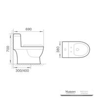 YS24253 Jednodijelni keramički WC, sifonski;