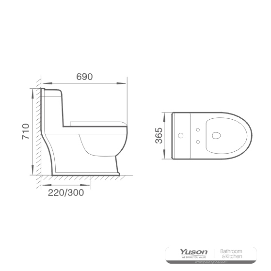 YS24256 Jednodijelni keramički WC, sifonski;