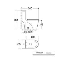 YS24283 Jednodijelni keramički WC, sifonski;