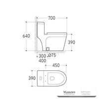 YS24286 Jednodijelni keramički WC, sifonski;