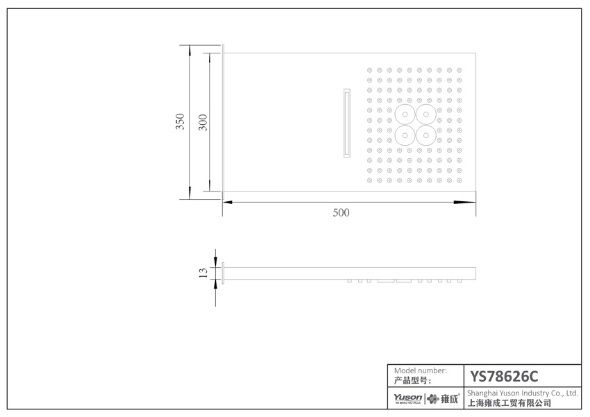 YS78626C SUS304 glava kišnog tuša, 3 funkcije s vodopadom, zidna;