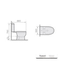 YS22206P 2-dijelni keramički WC, blisko spojen WC s P-sifonom;