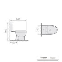 YS22206S 2-dijelni keramički WC, WC školjka sa S-sifonom;