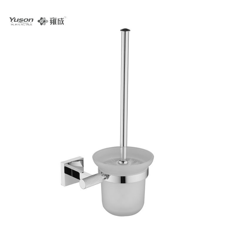 10490 Elegantan kupaonski pribor, WC četka sa čašicom od mutnog/kaljenog stakla, WC četka od cinka/mjedi/SUS, zidna (Serija 10400)